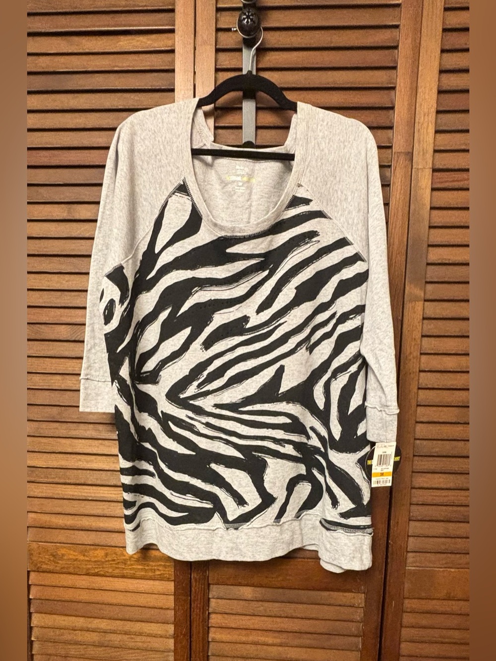 MACY’s Style & Co. Gray and Black Zebra-Print Sweatshirt